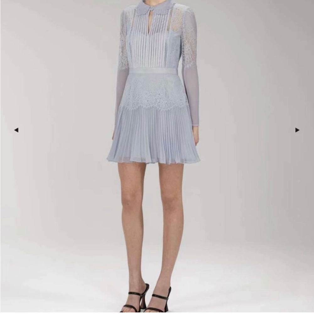 Self-Portrait Blue Lace Panel Mini Dress NWT | Size 6